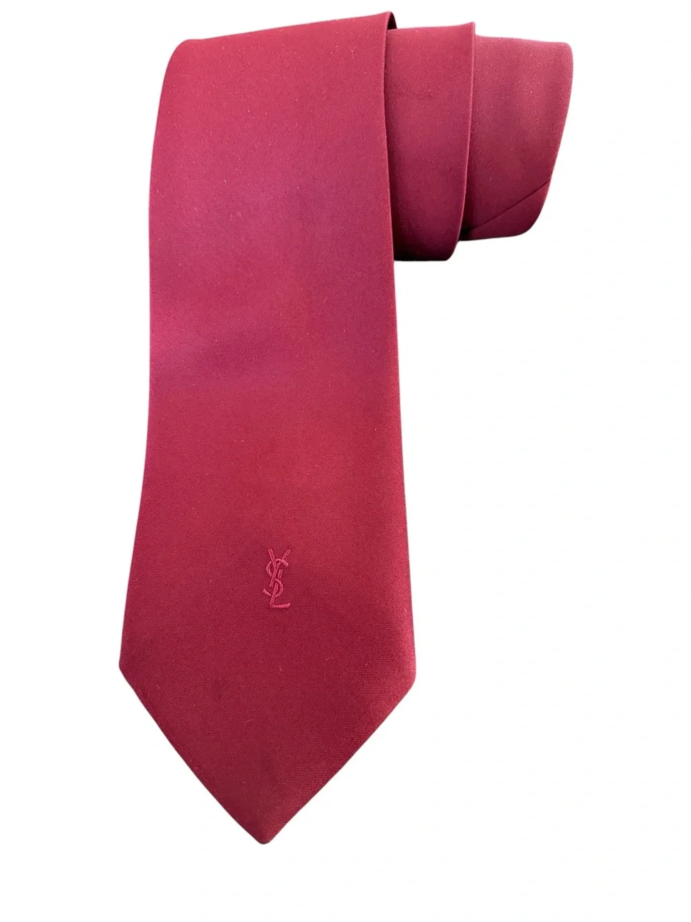 Vintage Yves Saint Laurent Deep Maroon YSL Logo Necktie OS